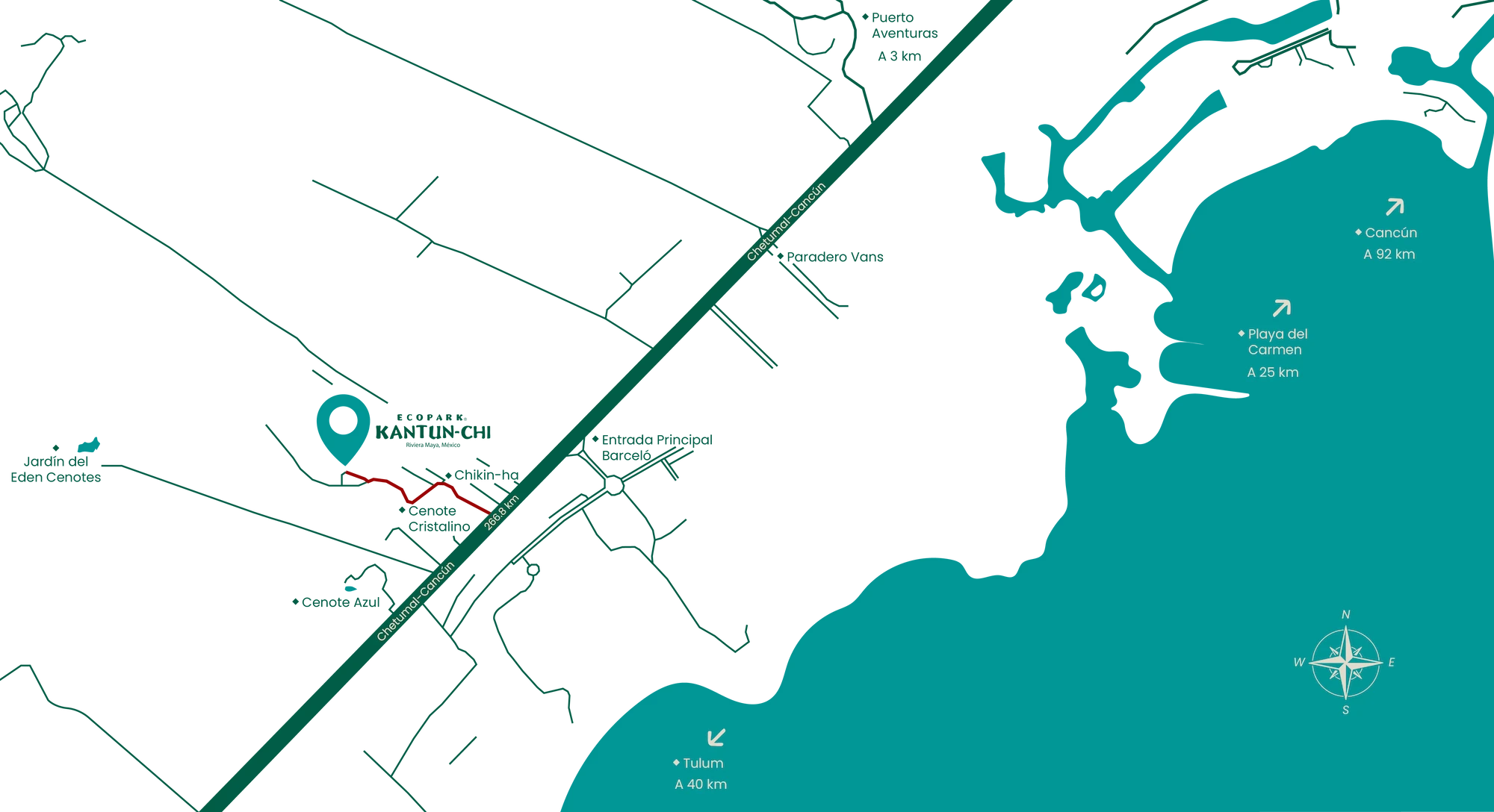 Location on the map of Kantun Chi